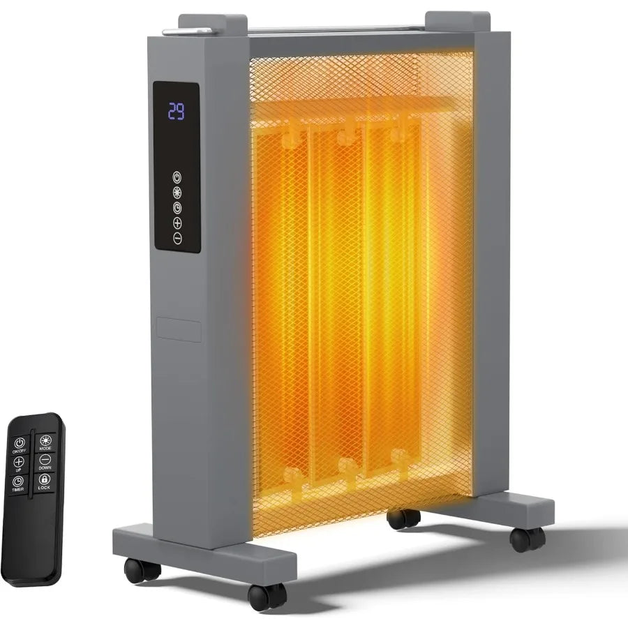 Electric Mica Infrared Space Heater for Indoor Use 1500W High-Efficiency Large Room Heater with Smart Thermostat Overheat and T