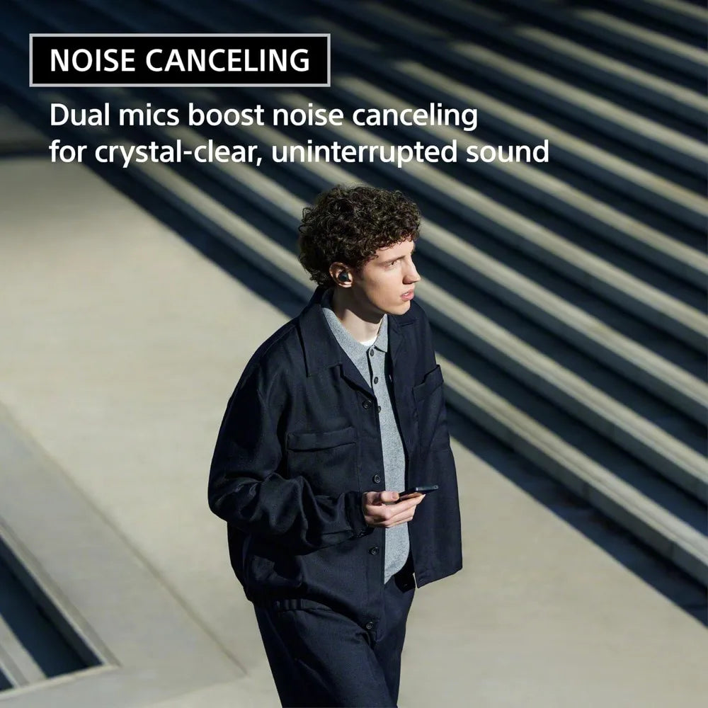 Wireless Noise-Canceling Earbuds with 30-Hour Battery Life, Lightweight Secure Fit in Black