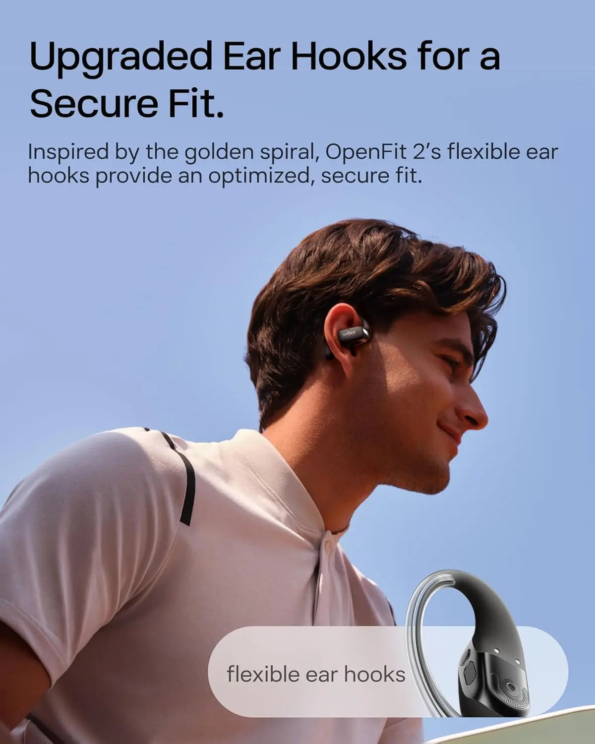 SHOKZ OpenFit 2 Open-Ear Headphones,True Wireless Bluetooth Earphones with Microphone,Earhook Earbuds with 48 Hours of Playtime