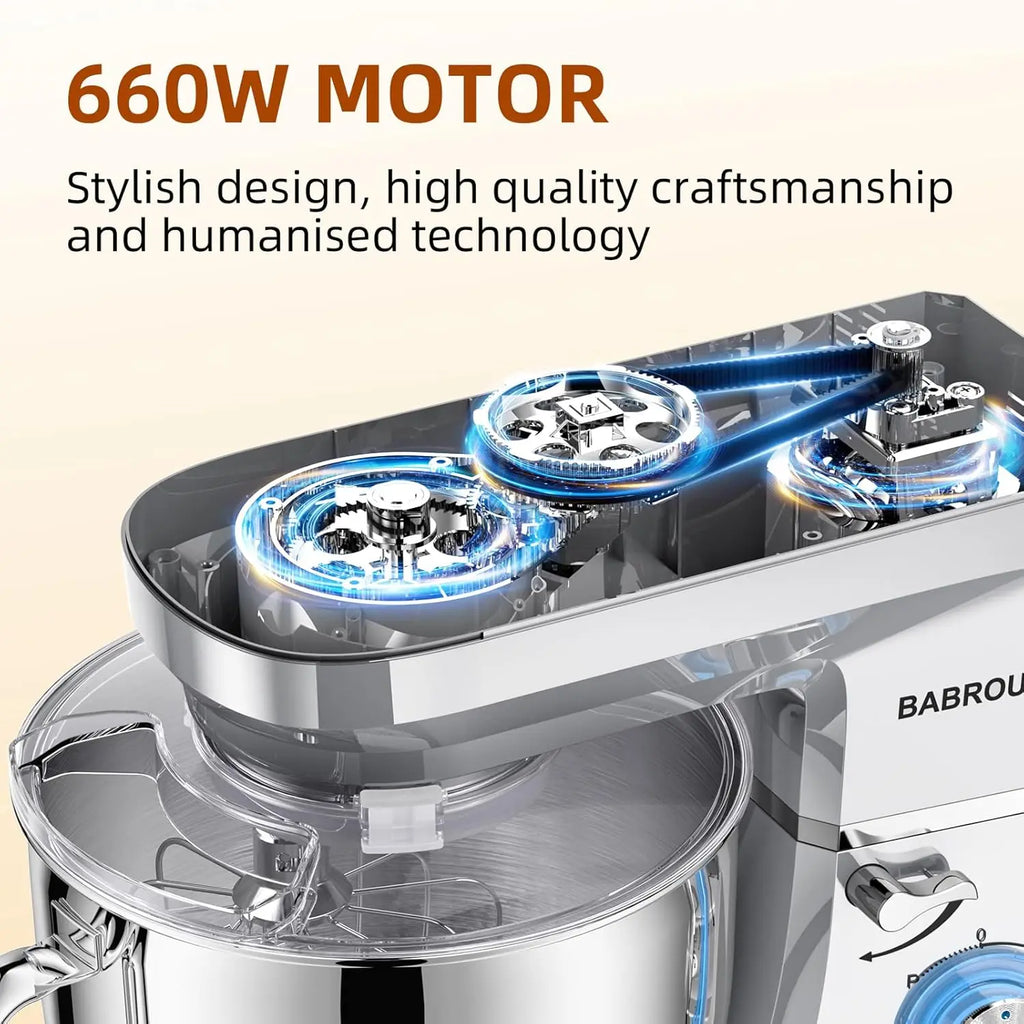 8.45 QT Electric Stand Mixer, 660W 6-Speed with Whisk and Dough Hook for Baking Cakes Bread