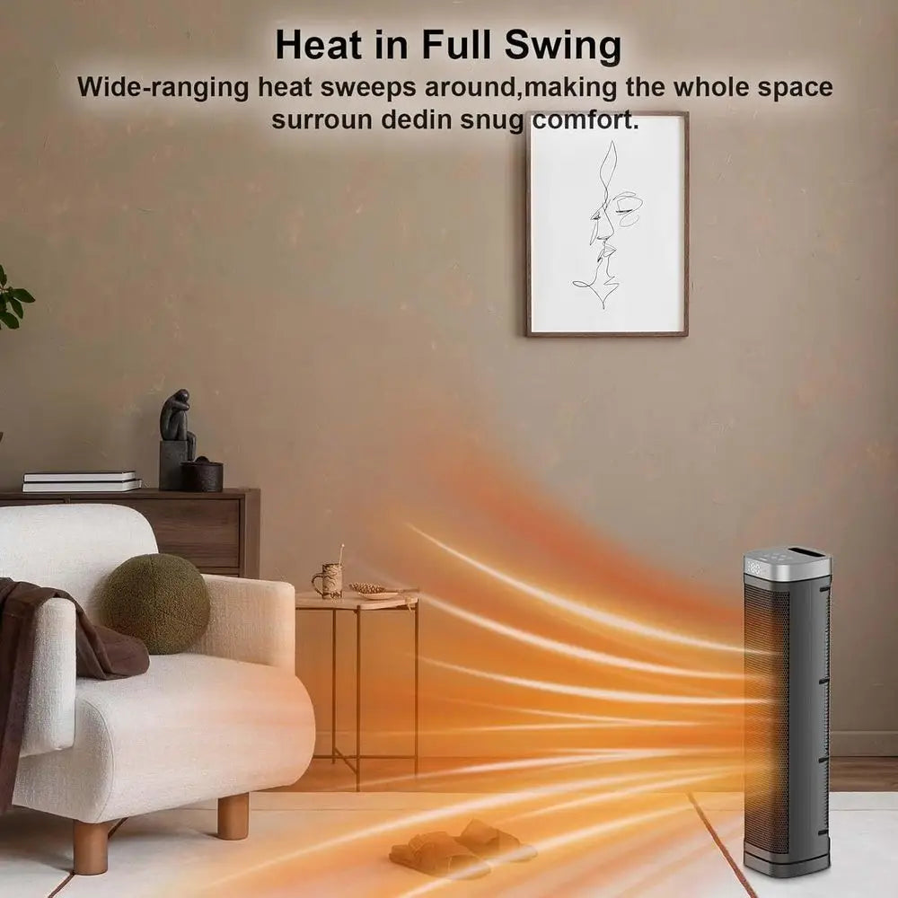 Portable Space Heater, 1500W, 3 Heating Modes, 70° Oscillation, Ideal for Office, Home, and Bedroom