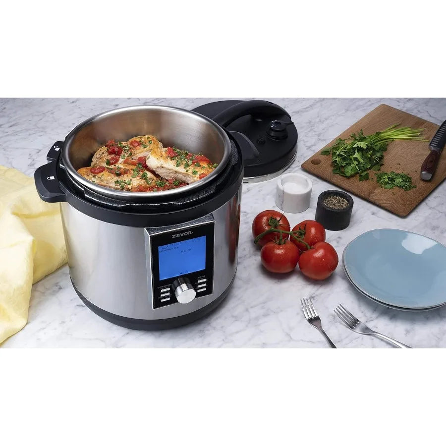 LUX LCD 6 Quart Multicooker with America's Test Kitchen Multicooker Perfection Cookbook Stainless Steel for Home Cooking Rice S
