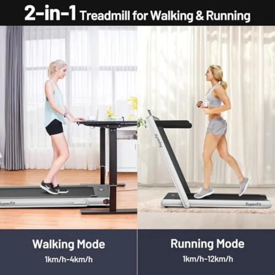 Under Desk Electric Treadmill 2 in 1 Folding with Dual Display 2.25HP Superfit Blue Tooth Speaker APP Control Remote Control Wa